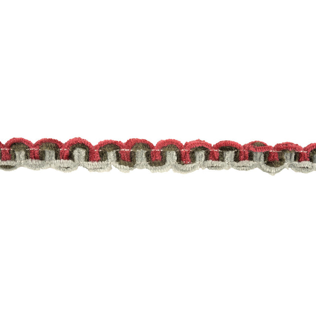 Magenta, Olive, and Cloudburst Chenille Wavy Braided Trim - 0.5"