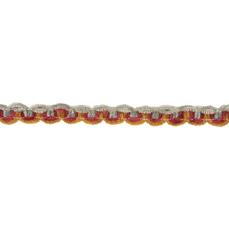 Mustard, Magenta, and Gray Chenille Wavy Braided Trim - 0.5"