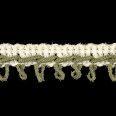 White and Mermaid Embroidered Picot-Look Fringe - 0.625"