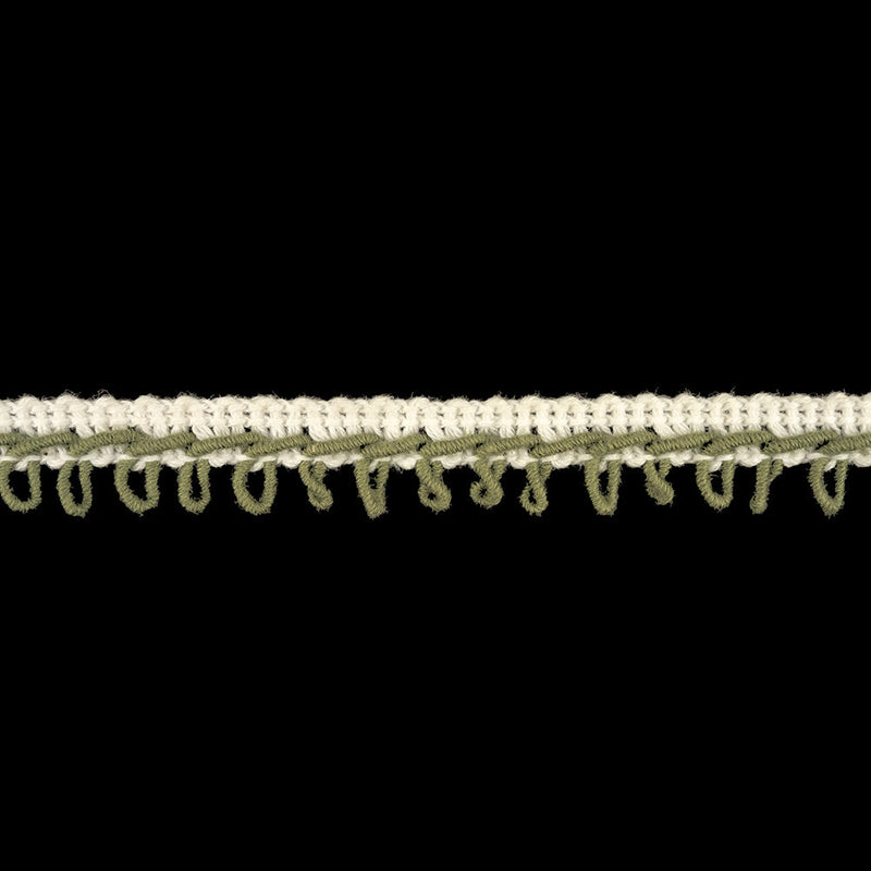 White and Mermaid Embroidered Picot-Look Fringe - 0.625"