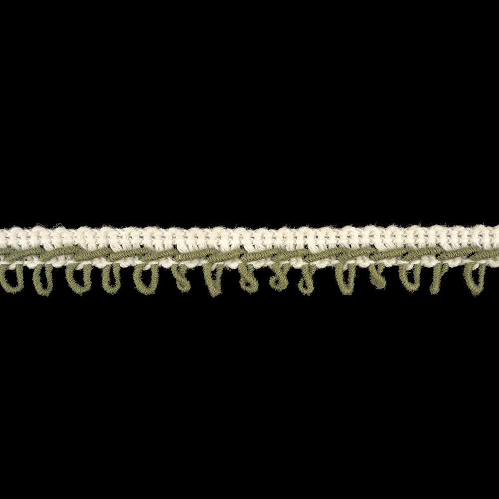 White and Mermaid Embroidered Picot-Look Fringe - 0.625"