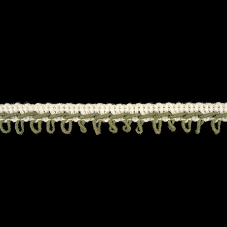 White and Mermaid Embroidered Picot-Look Fringe - 0.625"