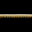 White and Mustard Embroidered Picot-Look Fringe - 0.625"