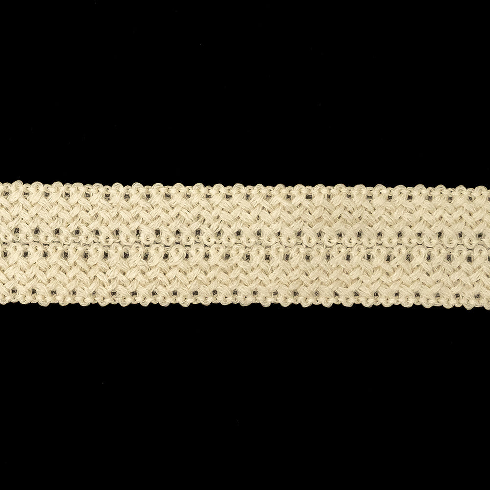 Bleached Sand Wool Foldover Braided Trim - 0.875"