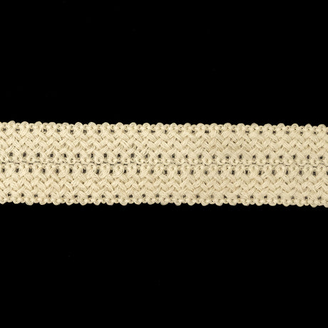 Bleached Sand Wool Foldover Braided Trim - 0.875"
