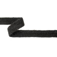 Black Fuzzy Wool Blend Foldover Trim - 1"