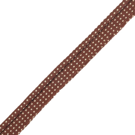 Walnut and Antique White Polka Dots Silk Crepe Piping with Lip - 0.375"