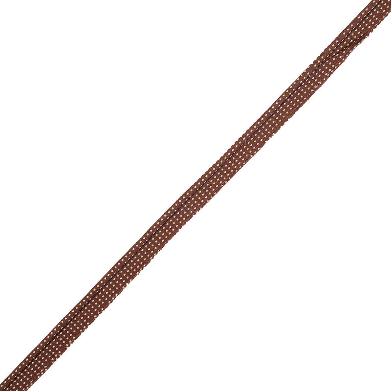 Walnut and Antique White Polka Dots Silk Crepe Piping with Lip - 0.375"