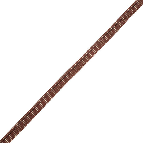 Walnut and Antique White Polka Dots Silk Crepe Piping with Lip - 0.375"