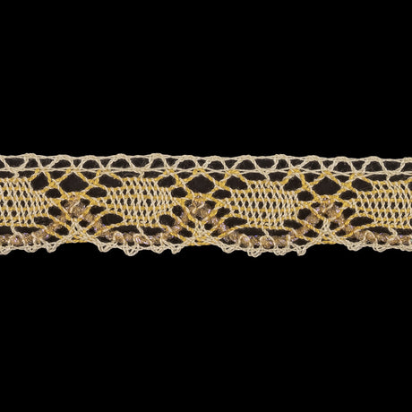 Yellow and Afterglow Iridescent Bobbin Lace Trim - 0.875"