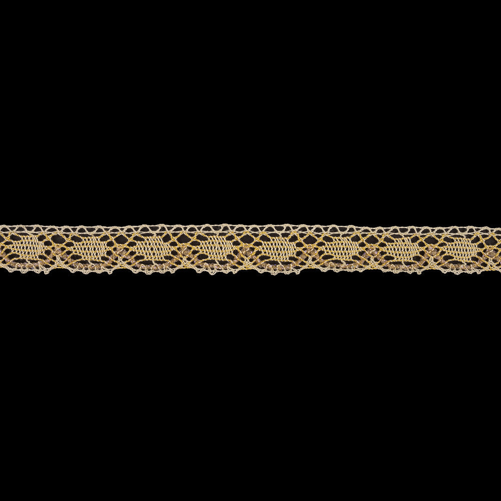 Yellow and Afterglow Iridescent Bobbin Lace Trim - 0.875"