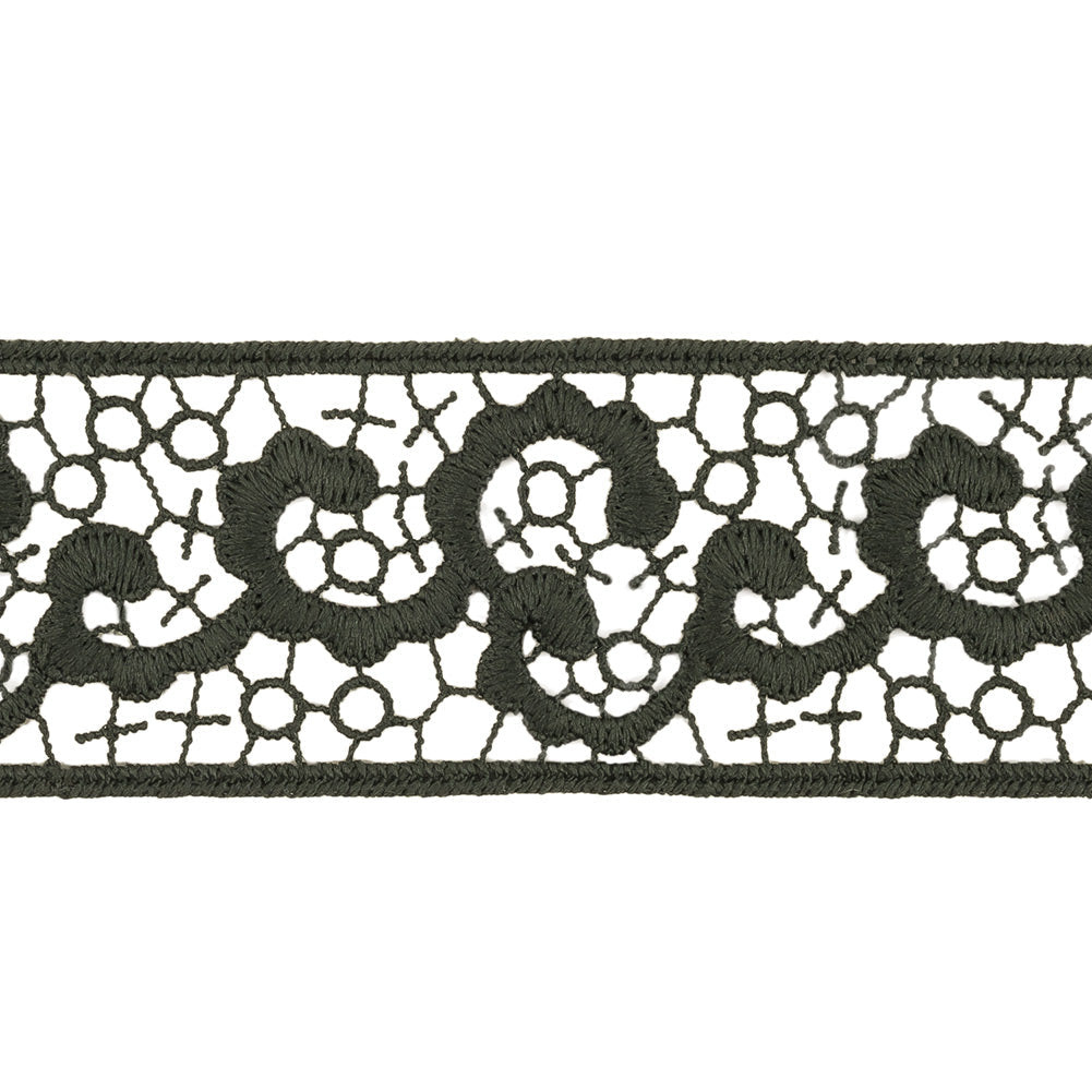 Forest Green Abstract Vines Venise Lace Trim - 1.5"