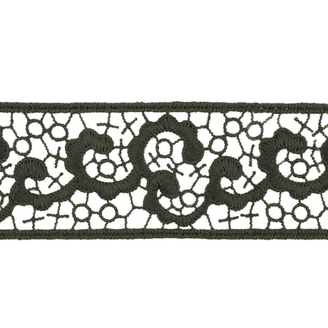 Forest Green Abstract Vines Venise Lace Trim - 1.5"