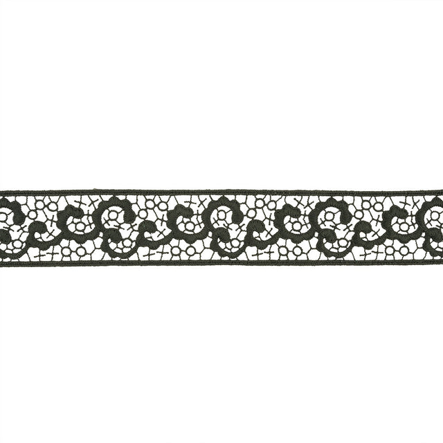 Forest Green Abstract Vines Venise Lace Trim - 1.5"