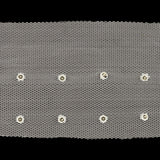 Silver Rhinestones on White Mesh Trimming - 2.75"