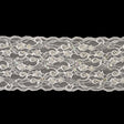 White and Iridescent Floral Beaded and Sequins Lace Trim with Scalloped Edges - 4.375"