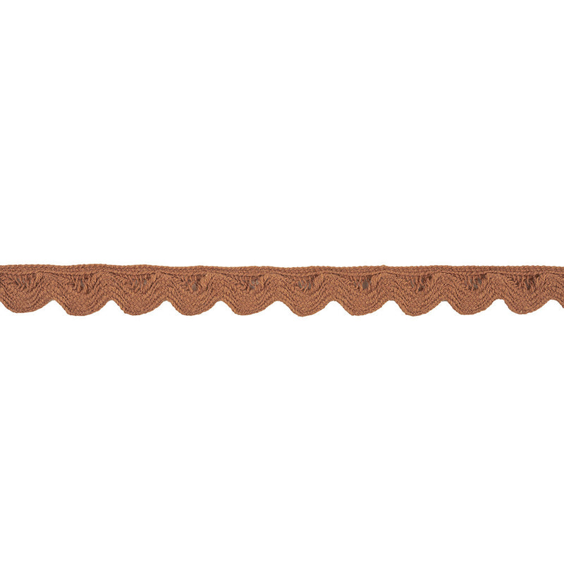 Cocoa Brown Cotton Ric Rac Trim with Straight Border - 0.5"