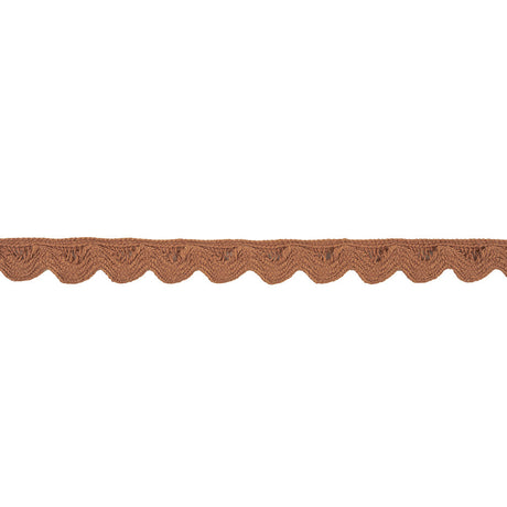 Cocoa Brown Cotton Ric Rac Trim with Straight Border - 0.5"
