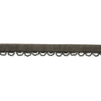 Gunmetal Bugle and Seed Beaded Scalloped Trim with Black Mesh Lip - 0.75"