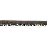 Gunmetal Bugle and Seed Beaded Scalloped Trim with Black Mesh Lip - 0.75"