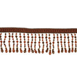 Orange, Amber and Brown Circles Braided Trim with Beaded Fringe - 3.25"