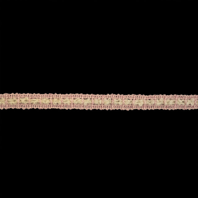 Pink and Cream Wool Crocheted Trim - 0.375"