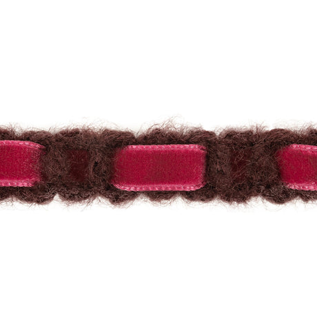 Wine Red Crocheted Trim with Magenta Velvet Ribbon Core - 0.625"
