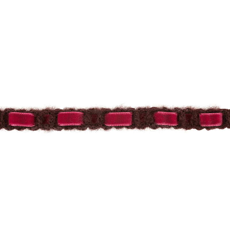 Wine Red Crocheted Trim with Magenta Velvet Ribbon Core - 0.625"
