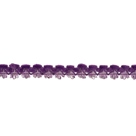 Purple Faux Fur and Picot Trios Cord Braided Trim - 0.875"