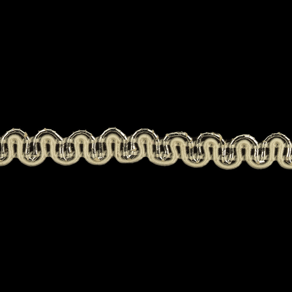 Icicle and Metallic Silver Waves Gimp Braided Trim - 0.25"