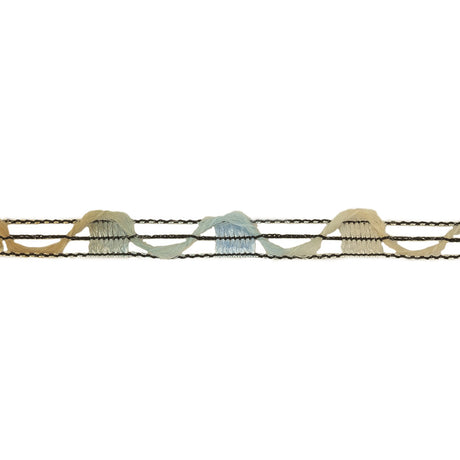 Blue, Beige and Black Variegated Rail Lace Trim - 0.375"
