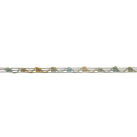 Blue, Beige and Black Variegated Rail Lace Trim - 0.375"