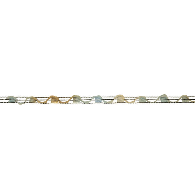 Blue, Beige and Black Variegated Rail Lace Trim - 0.375"