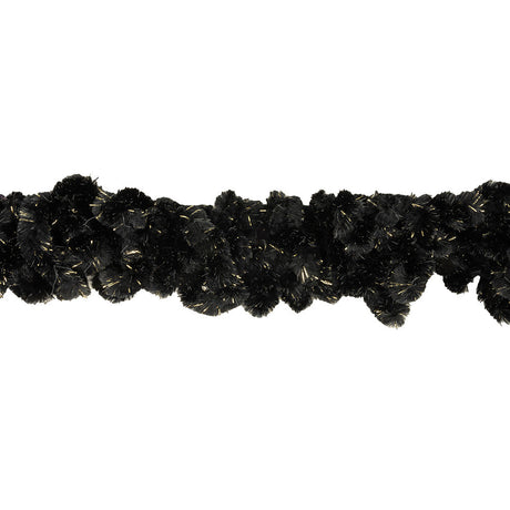 Black and Metallic Gold Chunky Chenille Looped Fringe - 2.25"