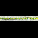 Lime Single Row Sequins and Metallic Silver Stripes Trim - 0.4375"