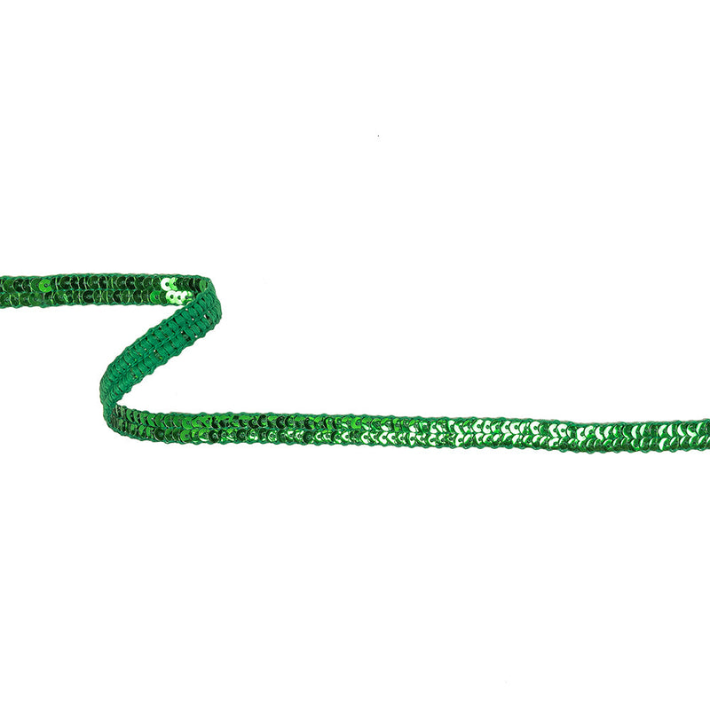 Metallic Green Two Row Baby Sequins Trim - 0.375"