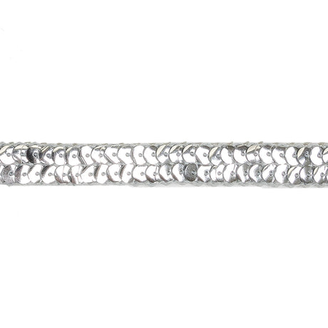 Metallic Silver Two Row Sequins Trim - 0.5"