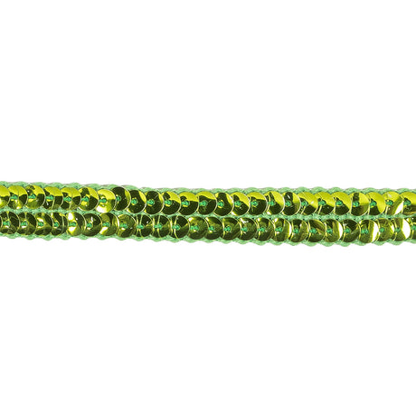 Metallic Lime Two Row Sequins Trim - 0.5"