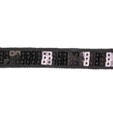 Black Three Row Square Sequins Trim on Tulle Backing - 0.625"