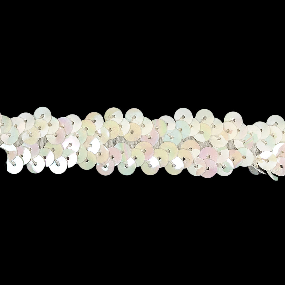 White Iris Two Row Stretch Sequins Trim - 0.875"