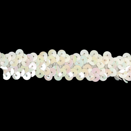 White Iris Two Row Stretch Sequins Trim - 0.875"