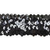Black Four Row Stretch Sequins Trim - 1.5"