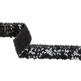 Black Four Row Stretch Sequins Trim - 1.5"