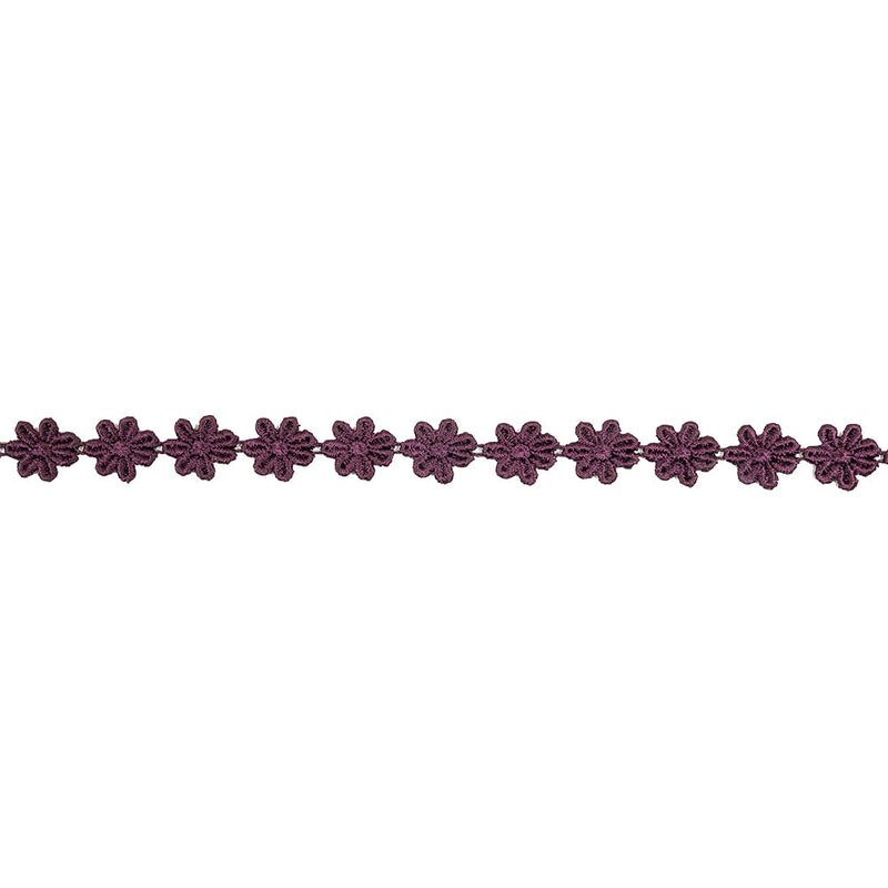 Plum Floral Venise Lace Trim - 0.625"
