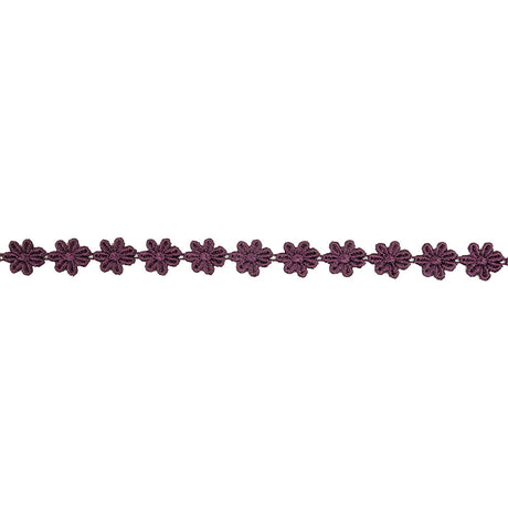 Plum Floral Venise Lace Trim - 0.625"