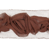 Brown 3D Chiffon Roses on Tulle Trim - 2.125"