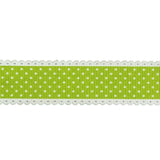 Lime Green and White Alyssum Scalloped Edge Polka Dot Grosgrain Ribbon - 1"