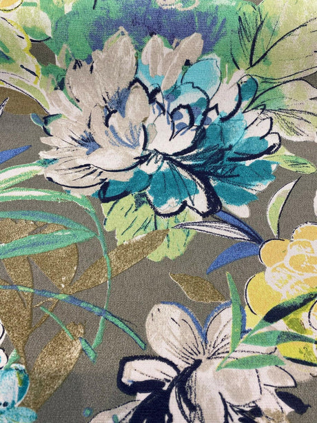 Mill Creek Swavelle Stoneleigh Outdoor Polyester Fabric - Gray Grigio Floral, 54" Width (1 Yard)