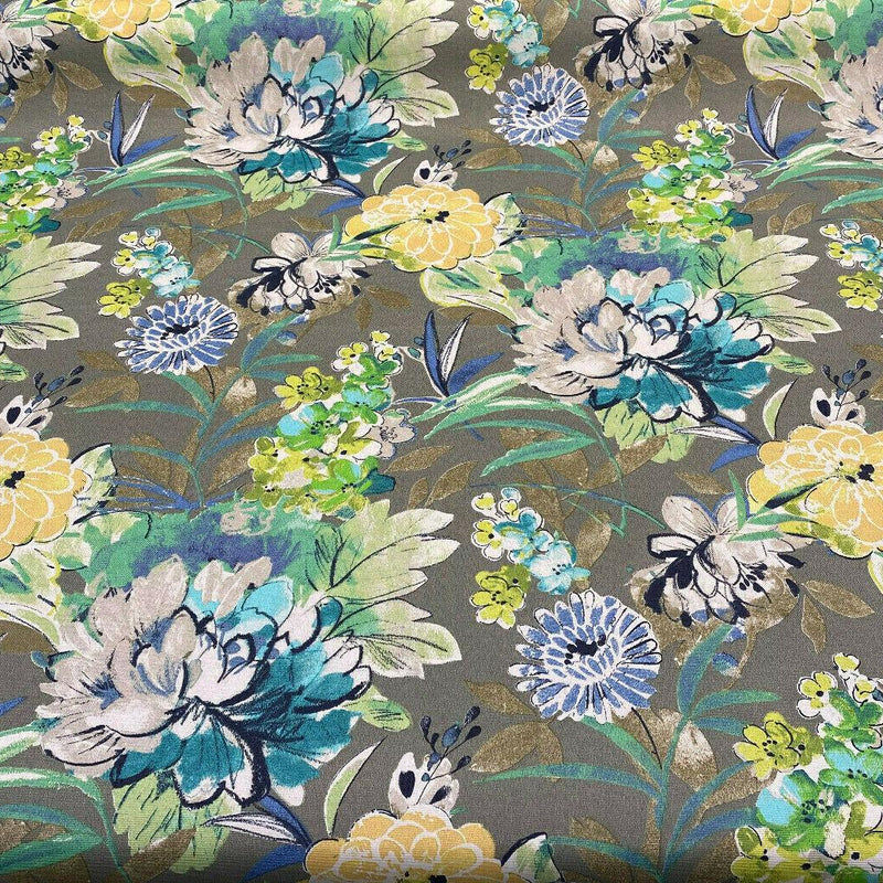 Mill Creek Swavelle Stoneleigh Outdoor Polyester Fabric - Gray Grigio Floral, 54" Width (1 Yard)