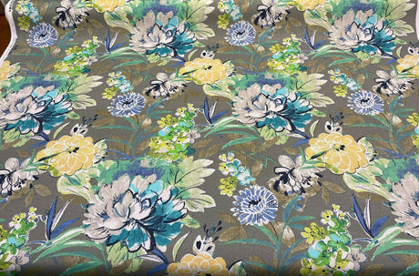Mill Creek Swavelle Stoneleigh Outdoor Polyester Fabric - Gray Grigio Floral, 54" Width (1 Yard)